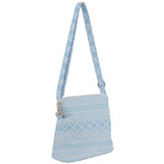 Boho Baby Blue Pattern Zipper Messenger Bag by SpinnyChairDesigns