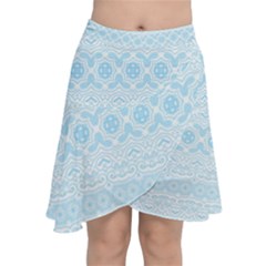 Boho Baby Blue Pattern Chiffon Wrap Front Skirt by SpinnyChairDesigns