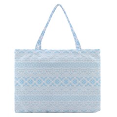 Boho Baby Blue Pattern Zipper Medium Tote Bag by SpinnyChairDesigns