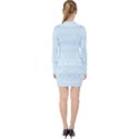 Boho Baby Blue Pattern V-neck Bodycon Long Sleeve Dress View2