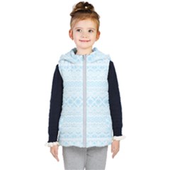 Boho Baby Blue Pattern Kids  Hooded Puffer Vest by SpinnyChairDesigns