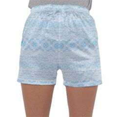 Boho Baby Blue Pattern Sleepwear Shorts by SpinnyChairDesigns