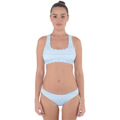 Boho Baby Blue Pattern Cross Back Hipster Bikini Set by SpinnyChairDesigns