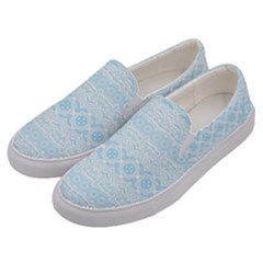 Boho Baby Blue Pattern Men s Canvas Slip Ons by SpinnyChairDesigns