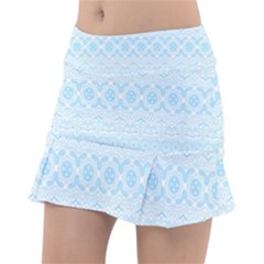 Boho Baby Blue Pattern Tennis Skorts by SpinnyChairDesigns