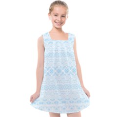 Boho Baby Blue Pattern Kids  Cross Back Dress by SpinnyChairDesigns