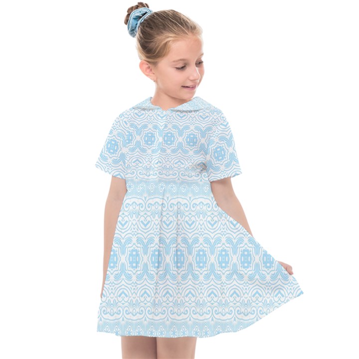 Boho Baby Blue Pattern Kids  Sailor Dress