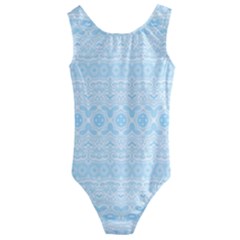 Boho Baby Blue Pattern Kids  Cut-out Back One Piece Swimsuit by SpinnyChairDesigns