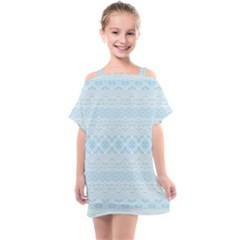 Boho Baby Blue Pattern Kids  One Piece Chiffon Dress by SpinnyChairDesigns