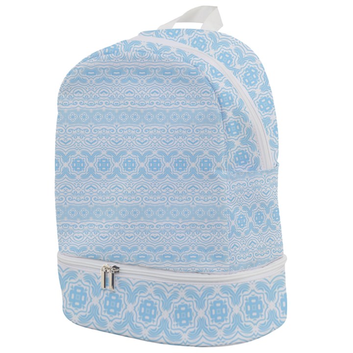 Boho Baby Blue Pattern Zip Bottom Backpack