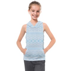 Boho Baby Blue Pattern Kids  Sleeveless Hoodie by SpinnyChairDesigns