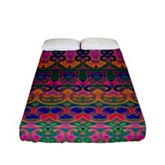 Boho Colorful Pattern Fitted Sheet (full/ Double Size) by SpinnyChairDesigns