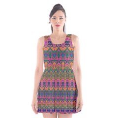 Boho Colorful Pattern Scoop Neck Skater Dress by SpinnyChairDesigns