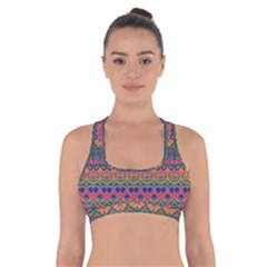 Boho Colorful Pattern Cross Back Sports Bra by SpinnyChairDesigns