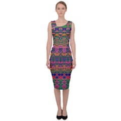 Boho Colorful Pattern Sleeveless Pencil Dress by SpinnyChairDesigns