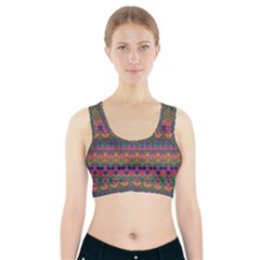 Boho Colorful Pattern Sports Bra With Pocket by SpinnyChairDesigns