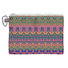 Boho Colorful Pattern Canvas Cosmetic Bag (xl) by SpinnyChairDesigns