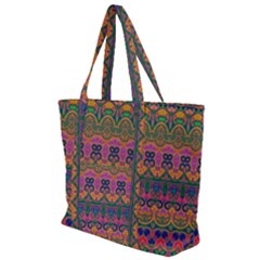 Boho Colorful Pattern Zip Up Canvas Bag by SpinnyChairDesigns