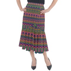 Boho Colorful Pattern Midi Mermaid Skirt by SpinnyChairDesigns