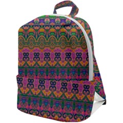 Boho Colorful Pattern Zip Up Backpack