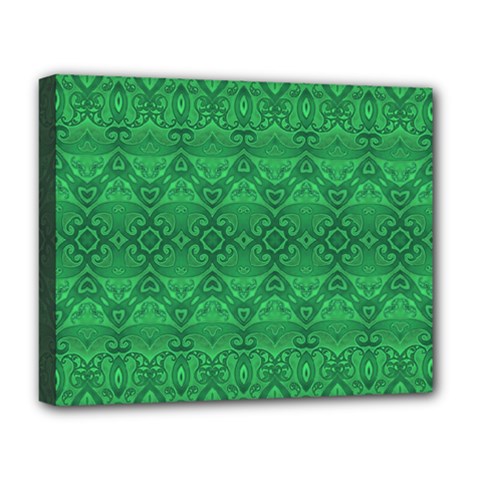 Boho Emerald Green Deluxe Canvas 20  X 16  (stretched) by SpinnyChairDesigns