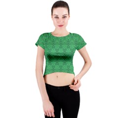 Boho Emerald Green Crew Neck Crop Top by SpinnyChairDesigns