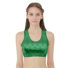 Boho Emerald Green Sports Bra With Border by SpinnyChairDesigns