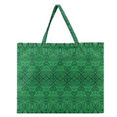 Boho Emerald Green Zipper Large Tote Bag by SpinnyChairDesigns