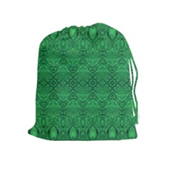 Boho Emerald Green Drawstring Pouch (xl) by SpinnyChairDesigns