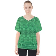 Boho Emerald Green V-neck Dolman Drape Top by SpinnyChairDesigns