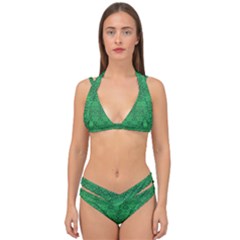 Boho Emerald Green Double Strap Halter Bikini Set by SpinnyChairDesigns