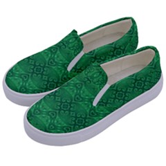 Boho Emerald Green Kids  Canvas Slip Ons by SpinnyChairDesigns