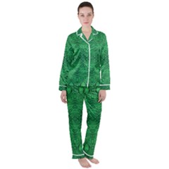 Boho Emerald Green Satin Long Sleeve Pyjamas Set by SpinnyChairDesigns