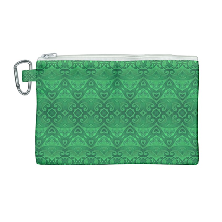 Boho Emerald Green Canvas Cosmetic Bag (Large)