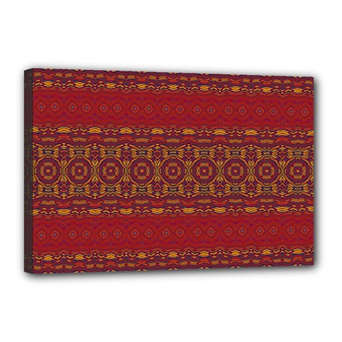 Boho Red Gold Canvas 18  X 12  (stretched) by SpinnyChairDesigns