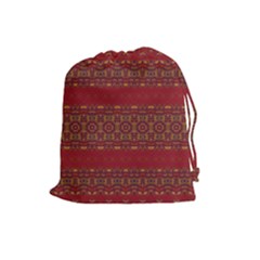 Boho Red Gold Drawstring Pouch (large) by SpinnyChairDesigns