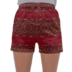 Boho Red Gold Sleepwear Shorts by SpinnyChairDesigns