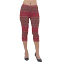 Boho Red Gold Lightweight Velour Capri Leggings  View1