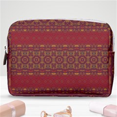 Boho Red Gold Make Up Pouch (medium) by SpinnyChairDesigns