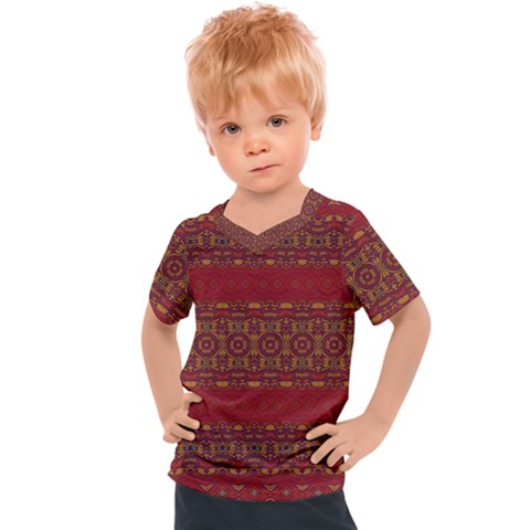 Boho Red Gold Kids  Sports Tee by SpinnyChairDesigns