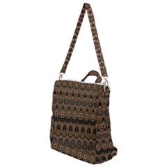 Boho Green Brown Pattern Crossbody Backpack by SpinnyChairDesigns