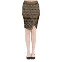 Boho Green Brown Pattern Midi Wrap Pencil Skirt View1