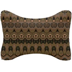 Boho Green Brown Pattern Seat Head Rest Cushion by SpinnyChairDesigns