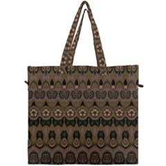 Boho Green Brown Pattern Canvas Travel Bag by SpinnyChairDesigns