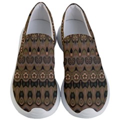 Boho Green Brown Pattern Women s Lightweight Slip Ons by SpinnyChairDesigns