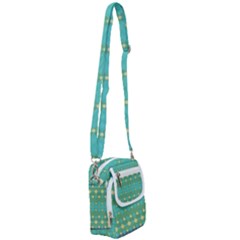 Boho Green Blue Checkered Shoulder Strap Belt Bag by SpinnyChairDesigns