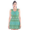 Boho Green Blue Checkered Scoop Neck Skater Dress View1