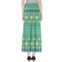 Boho Green Blue Checkered Full Length Maxi Skirt View2