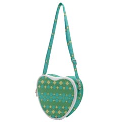 Boho Green Blue Checkered Heart Shoulder Bag by SpinnyChairDesigns