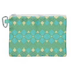 Boho Green Blue Checkered Canvas Cosmetic Bag (xl) by SpinnyChairDesigns